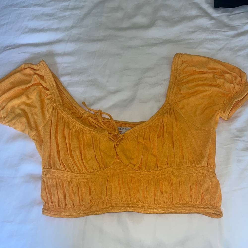 Orange Short Sleeve Crop Top